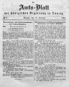 Amts-Blatt der Königlichen Regierung zu Danzig, 10. Februar 1869, Nr. 6