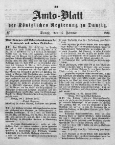 Amts-Blatt der Königlichen Regierung zu Danzig, 17. Februar 1869, Nr. 7
