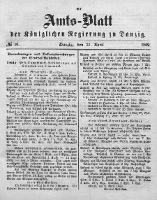 Amts-Blatt der Königlichen Regierung zu Danzig, 21. April 1869, Nr. 16