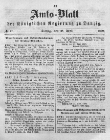 Amts-Blatt der Königlichen Regierung zu Danzig, 28. April 1869, Nr. 17