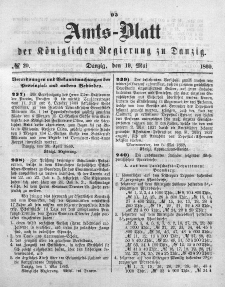 Amts-Blatt der Königlichen Regierung zu Danzig, 19. Mai 1869, Nr. 20