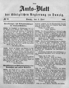 Amts-Blatt der Königlichen Regierung zu Danzig, 2. Juni 1869, Nr. 22