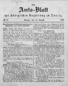 Amts-Blatt der Königlichen Regierung zu Danzig, 25. August 1869, Nr. 34