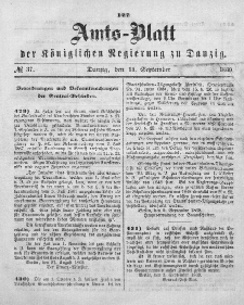 Amts-Blatt der Königlichen Regierung zu Danzig, 15. September 1869, Nr. 37