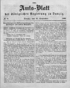Amts-Blatt der Königlichen Regierung zu Danzig, 22. September 1869, Nr. 38