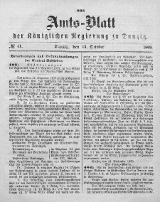 Amts-Blatt der Königlichen Regierung zu Danzig, 13. Oktober 1869, Nr. 41