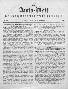 Amts-Blatt der Königlichen Regierung zu Danzig, 10. November 1869, Nr. 45