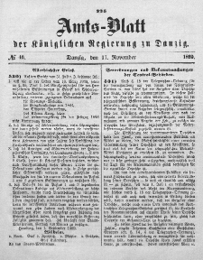 Amts-Blatt der Königlichen Regierung zu Danzig, 17. November 1869, Nr. 46