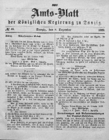 Amts-Blatt der Königlichen Regierung zu Danzig, 8. Dezember 1869, Nr. 49