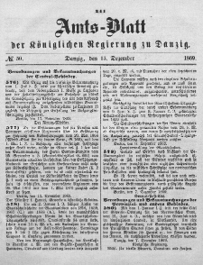 Amts-Blatt der Königlichen Regierung zu Danzig, 15. Dezember 1869, Nr. 50