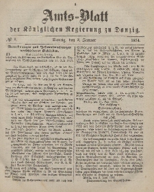 Amts-Blatt der Königlichen Regierung zu Danzig, 3. Januar 1874, Nr. 1