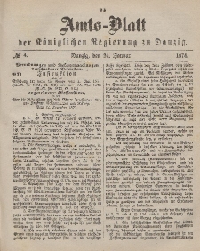 Amts-Blatt der Königlichen Regierung zu Danzig, 24. Januar 1874, Nr. 4