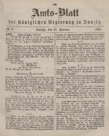 Amts-Blatt der Königlichen Regierung zu Danzig, 21. Februar 1874, Nr. 8