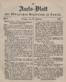 Amts-Blatt der Königlichen Regierung zu Danzig, 28. Februar 1874, Nr. 9