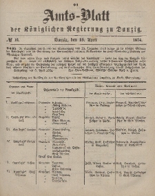 Amts-Blatt der Königlichen Regierung zu Danzig, 18. April 1874, Nr. 16