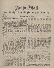 Amts-Blatt der Königlichen Regierung zu Danzig, 9. Mai 1874, Nr. 19