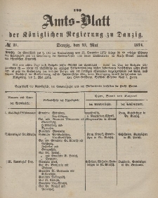 Amts-Blatt der Königlichen Regierung zu Danzig, 23. Mai 1874, Nr. 21