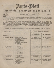 Amts-Blatt der Königlichen Regierung zu Danzig, 13. Juni 1874, Nr. 24