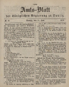 Amts-Blatt der Königlichen Regierung zu Danzig, 11. Juli 1874, Nr. 28