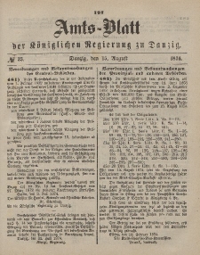 Amts-Blatt der Königlichen Regierung zu Danzig, 15. August 1874, Nr. 33