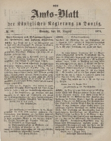 Amts-Blatt der Königlichen Regierung zu Danzig, 22. August 1874, Nr. 34