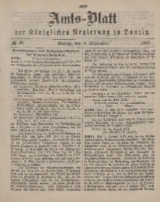 Amts-Blatt der Königlichen Regierung zu Danzig, 5. September 1874, Nr. 36