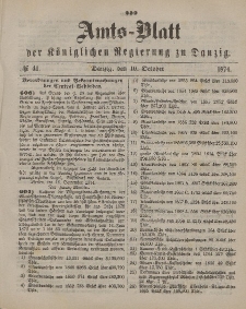 Amts-Blatt der Königlichen Regierung zu Danzig, 10. Oktober 1874, Nr. 41