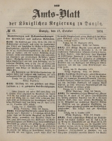 Amts-Blatt der Königlichen Regierung zu Danzig, 17. Oktober 1874, Nr. 42