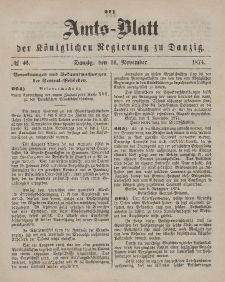 Amts-Blatt der Königlichen Regierung zu Danzig, 14. November 1874, Nr. 46