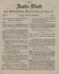 Amts-Blatt der Königlichen Regierung zu Danzig, 21. November 1874, Nr. 47