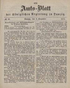 Amts-Blatt der Königlichen Regierung zu Danzig, 5. Dezember 1874, Nr. 49