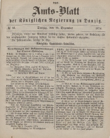 Amts-Blatt der Königlichen Regierung zu Danzig, 19. Dezember 1874, Nr. 51