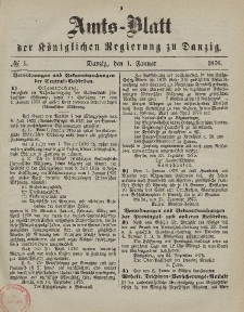 Amts-Blatt der Königlichen Regierung zu Danzig, 1. Januar 1876, Nr. 1