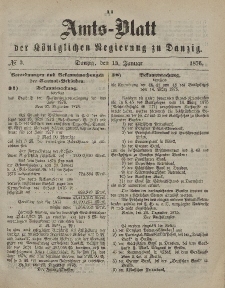 Amts-Blatt der Königlichen Regierung zu Danzig, 15. Januar 1876, Nr. 3
