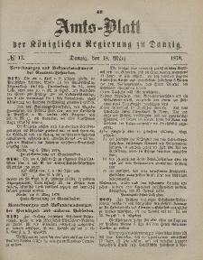 Amts-Blatt der Königlichen Regierung zu Danzig, 18. März 1876, Nr. 12