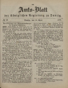 Amts-Blatt der Königlichen Regierung zu Danzig, 15. April 1876, Nr. 16