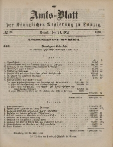 Amts-Blatt der Königlichen Regierung zu Danzig, 13. Mai 1876, Nr. 20