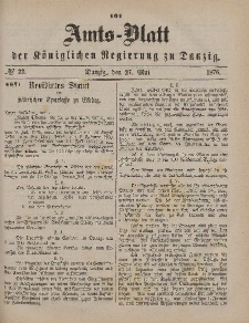 Amts-Blatt der Königlichen Regierung zu Danzig, 27. Mai 1876, Nr. 22