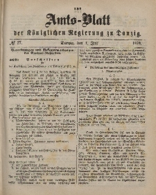 Amts-Blatt der Königlichen Regierung zu Danzig, 1. Juli 1876, Nr. 27