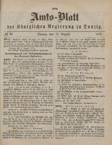 Amts-Blatt der Königlichen Regierung zu Danzig, 12. August 1876, Nr. 33