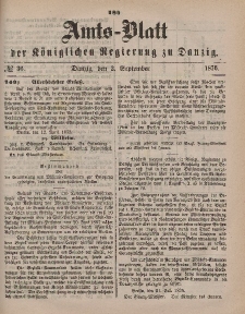 Amts-Blatt der Königlichen Regierung zu Danzig, 2. September 1876, Nr. 36