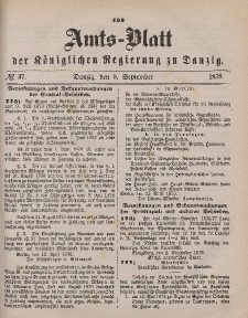 Amts-Blatt der Königlichen Regierung zu Danzig, 9. September 1876, Nr. 37