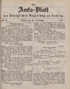 Amts-Blatt der Königlichen Regierung zu Danzig, 23. September 1876, Nr. 39