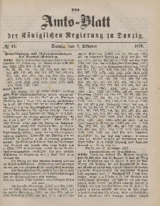 Amts-Blatt der Königlichen Regierung zu Danzig, 7. Oktober 1876, Nr. 41