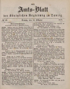 Amts-Blatt der Königlichen Regierung zu Danzig, 21. Oktober 1876, Nr. 43