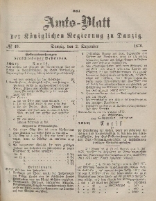 Amts-Blatt der Königlichen Regierung zu Danzig, 2. Dezember 1876, Nr. 49