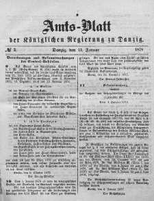 Amts-Blatt der Königlichen Regierung zu Danzig, 12. Januar 1878, Nr. 2