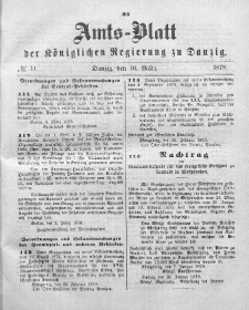Amts-Blatt der Königlichen Regierung zu Danzig, 16. März 1878, Nr. 11
