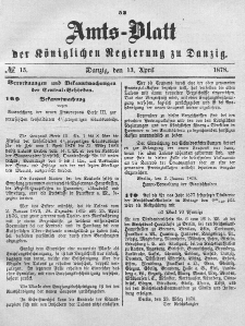 Amts-Blatt der Königlichen Regierung zu Danzig, 13. April 1878, Nr. 15