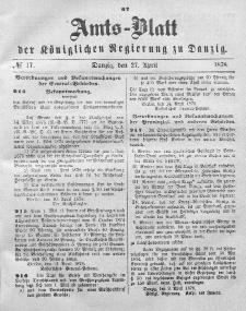 Amts-Blatt der Königlichen Regierung zu Danzig, 27. April 1878, Nr. 17